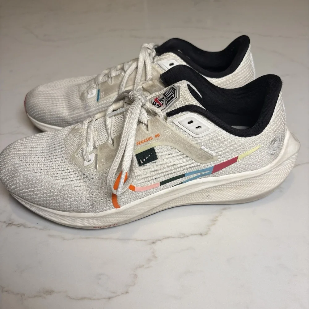 Nike Air Zoom Pegasus 40 Breathable Cushioned Running Shoes White/Black US 9